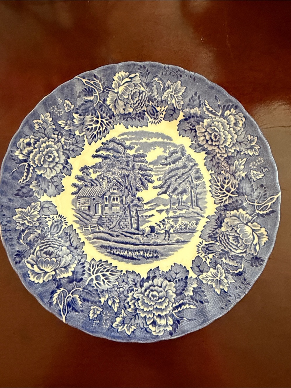 90's Wood & Sons Blue and White English Salad Plates Set of 4